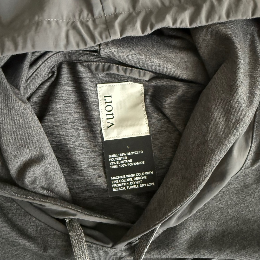Vuori Strato Tech Performance Hoodie Mens Large Charcoal Heather Pullover - Picture 5 of 8